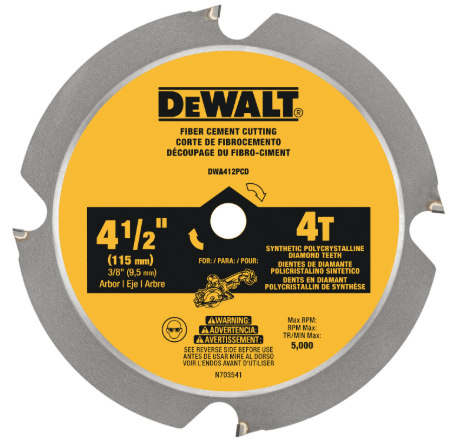 DeWalt 4-1/2" 4T Fiber Cement Cutting Circular Saw Blade