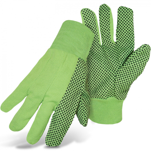 Corded Glove, HI-VIS Green with PVC Dotted Grip