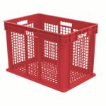 Akro-Mills Straight Wall Container, Mesh Side & Base, 23 3/4"L x 16 1/8"H x 15 3/4"W, Red