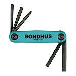 Bondhus 12547, Set 5 Utility Fold-up Tool no. 1, and no. 2 Phillips, 1/8, 3/16, and 1/4 Slotted