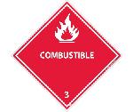COMBUSTIBLE 3 DOT PLACARD LABEL