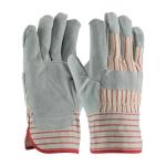 PIP B/C Grade Ladies Gray Fabric Back Shoulder Split Cowhide Leather Palm Gloves - Starched Safety Cuff