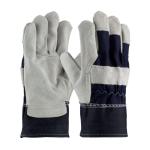 PIP Economy Grade Blue Denim Back Shoulder Split Cowhide Leather Palm Gloves - Denim Safety Cuff