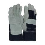 PIP Economy Grade Blue Denim Back Shoulder Split Cowhide Leather Reinforced Palm Gloves - Denim Safety Cuff