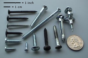 Different of screws with different types of Screw heads