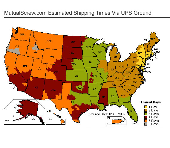 US Time in Transit Map