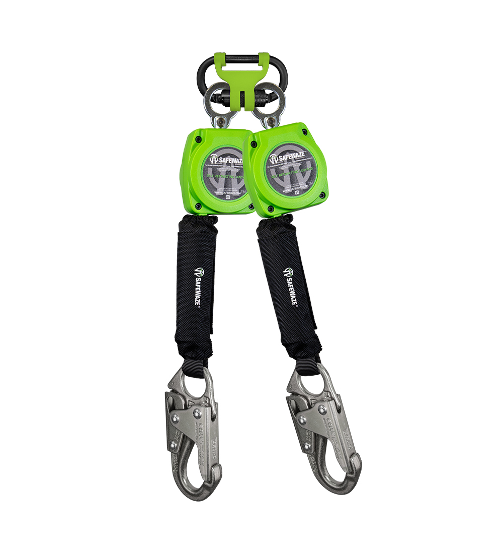 SafeWaze 6' Web Retractable Dual Leg Lifeline w/ Steel Snap Hooks & FS1014 BWB