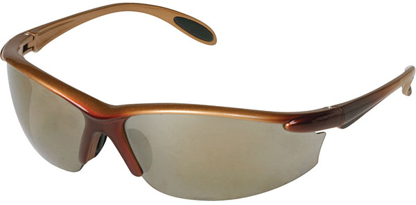 Dentec Safety Catalina™ Gold Mirror ANSI/CSA Lens & Brown Metallic Frame w/ Paddle Temples Safety Glasses - 12/Box