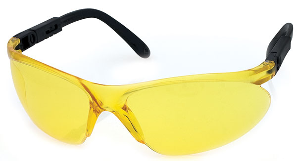 Dentec Safety CNC™ Yellow ANSI/CSA Lens & Ratcheting Temples Safety Glasses - 12/Box
