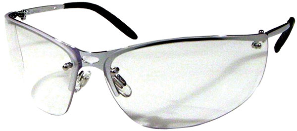 Dentec Safety MEIV™ Clear ANSI/CSA Lens & Silver Metal Frame w/ Spatula Temples Safety Glasses - 12/Box