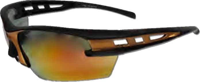 Dentec Safety Mango™ Orange Mirror ANSI/CSA Lens Black Frame Safety Glasses - 12/Box
