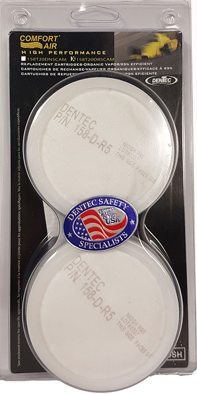 Dentec Safety Organic Vapor w/ N95 Prefilters & Retainers - 2/Clam Shell