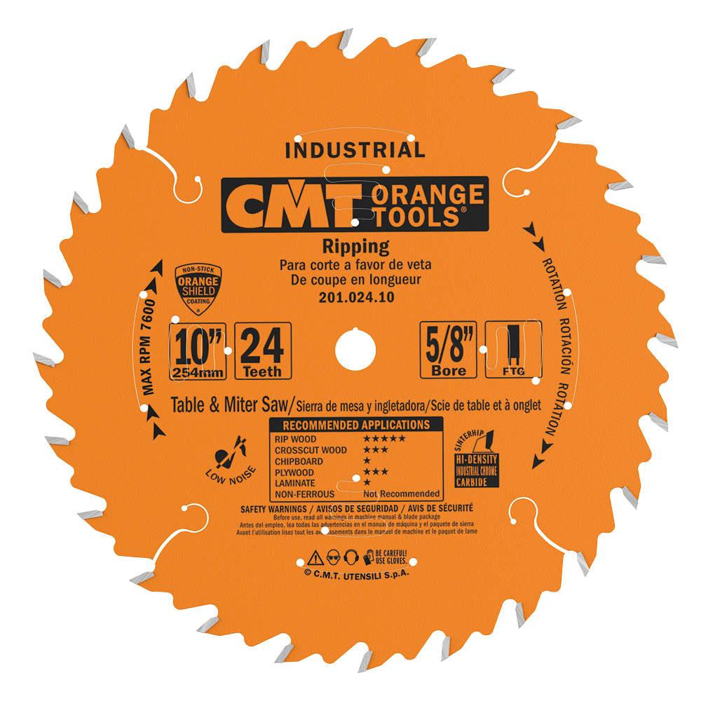 CMT 10" x 24T x 5/8" Industrial Ripping Tungsten Carbide Tipped Circular Saw Blade