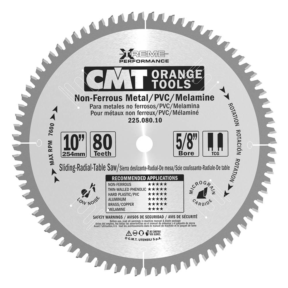 CMT 8-1/2" x 60T x 5/8" Industrial Non-Ferrous PVC & Melamine Tungsten Carbide Tipped Circular Saw Blade