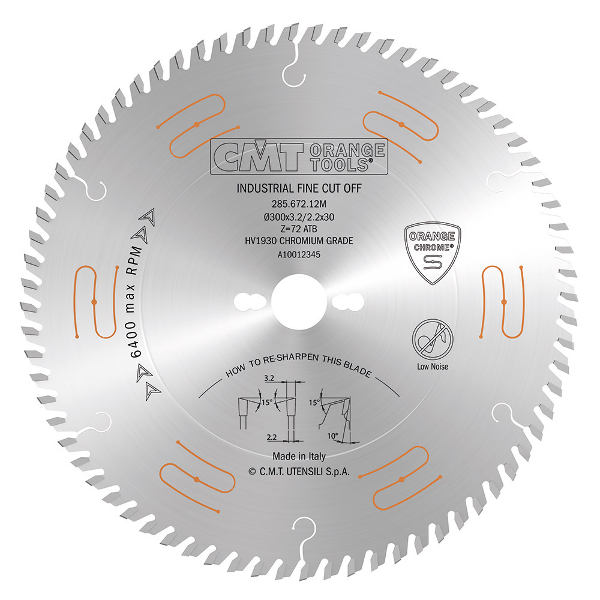 CMT 250mm x 60T x 30mm Industrial Low Noise & Chrome Coated Tungsten Carbide Tipped Circular Saw Blade