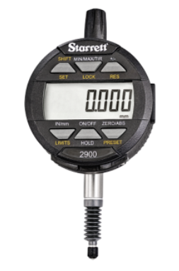 Starrett 12mm/.5" Range, 0.01mm/0.001mm/.0005"/.0001"/.00005" Res IP67 Protection 8mm Stem Electronic Indicator