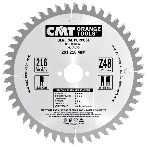 CMT 8-1/4 x 36T x 30mm Portable Machine Crosscut Tungsten Carbide Tipped Circular Saw Blade
