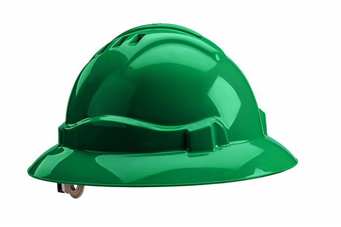 Gateway Safety Serpent® Green Shell Full Brim Ratchet Suspension Vented Hard Hat  - 10 Pack