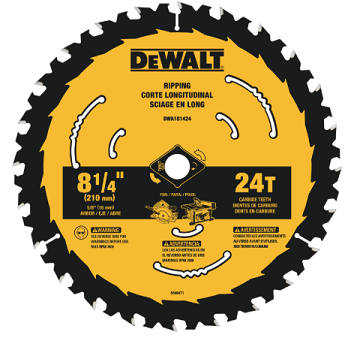 DeWalt 8-1/4" 24 TPI Ripping Wood Cutting Precision Trim Miter Circular Saw Blade