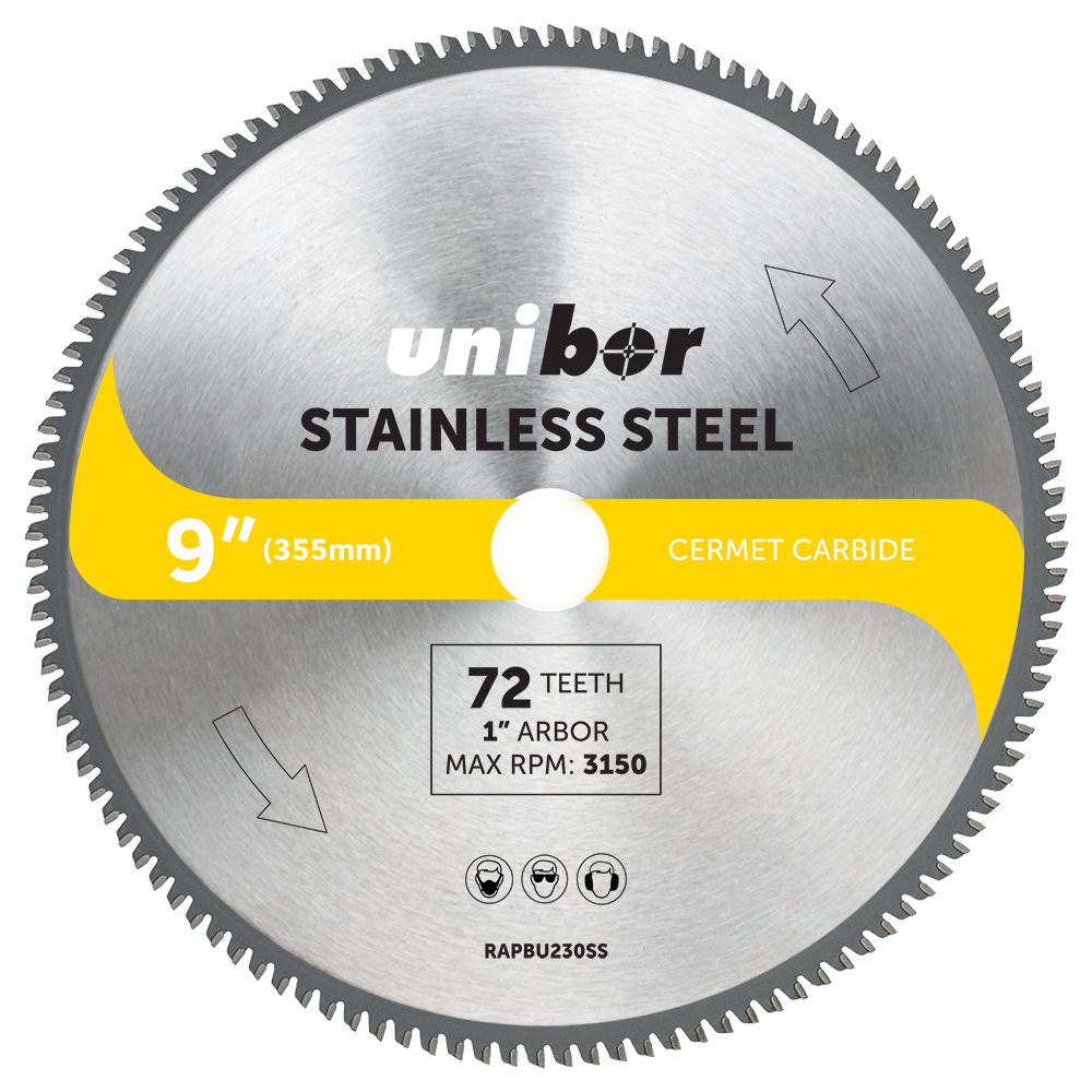 Unibor 9" Stainless Steel Cermet Carbide Circular Saw Blade