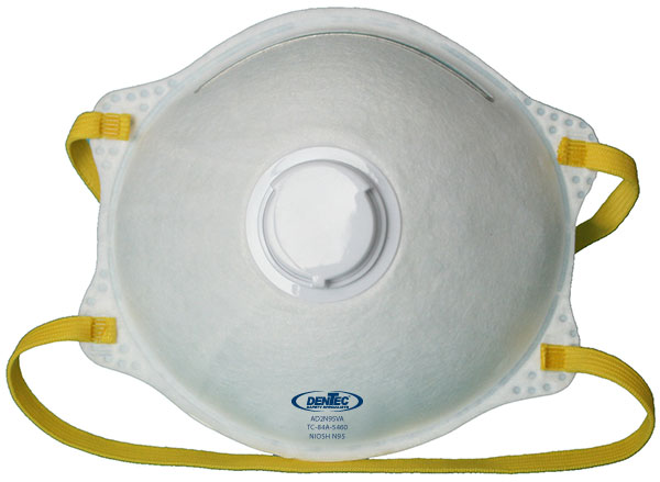 Dentec Safety N95 Disposable Particulate Respirators w/ Exhale Valve - Box of 12