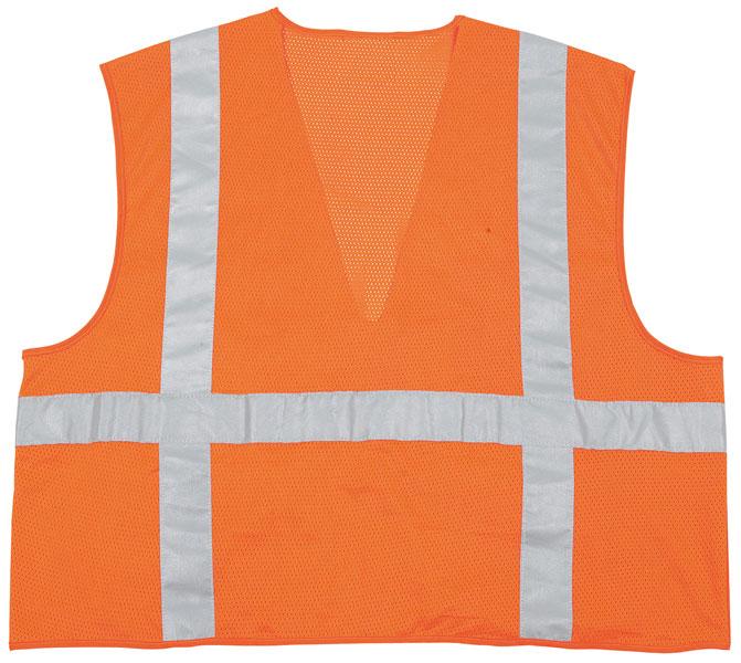 MCR Safety Class 2 ANSI Orange Dielectric Solid Front Mesh Back Zipper Safety Vest