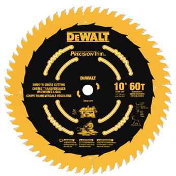 DeWalt 10" 60 TPI Precision Miter/Table Wood Cutting Circular Saw Blade