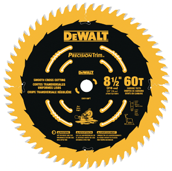 DeWalt 8-1/2" 60 TPI Precision Trim Miter Ultra Fine Finish Wood Cutting Circular Saw Blade