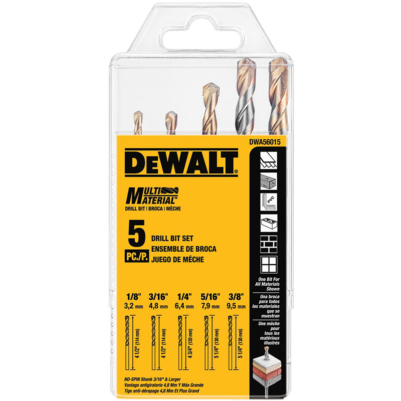 Dewalt DWA56015 5-Pc. Multi Material Set (1/8