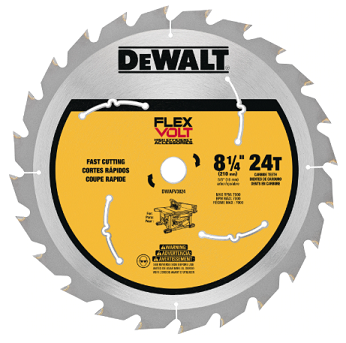 DeWalt Flexvolt® 8-1/4" 24 TPI 0.625" Arbor Wood Cutting Circular Saw Blade
