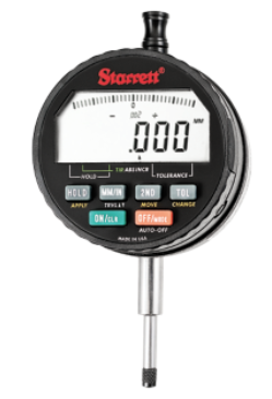 Starrett .6" (15mm) Range .00005" (0.001mm) Resolution Electronic Indicator w/ SPC Output Analog Display 8mm Stem