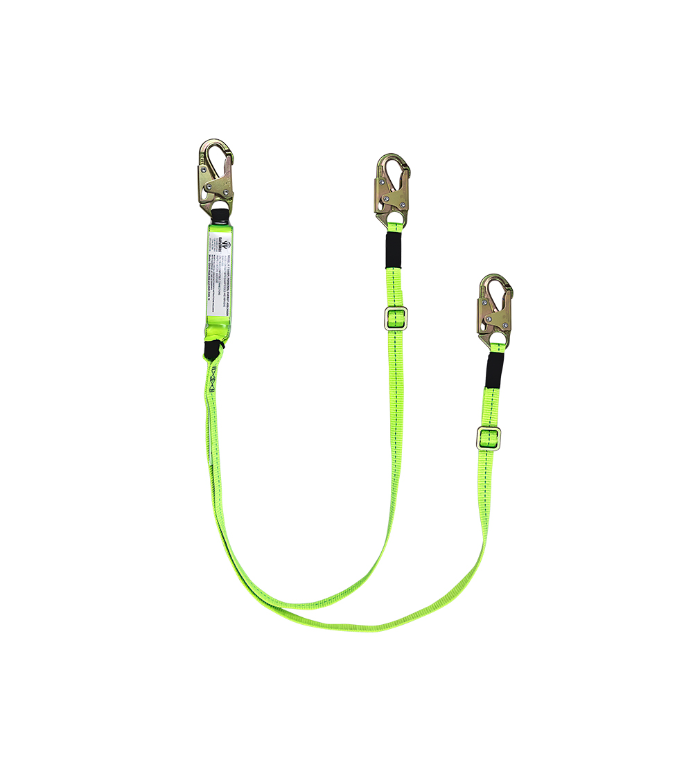 SafeWaze 6’ Adjustable Dual-Leg Energy Absorbing Lanyard w/ Snap Hooks
