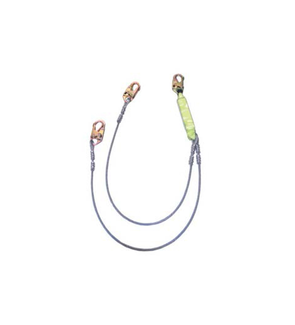 SafeWaze 6’ Dual-Leg Cable Shock Lanyard w/ Double Locking Snap Hooks