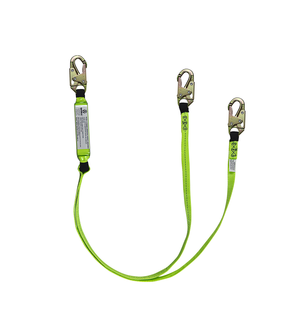 SafeWaze 6’ Dual-Leg Shock Lanyard w/ Double-Locking Snap Hooks