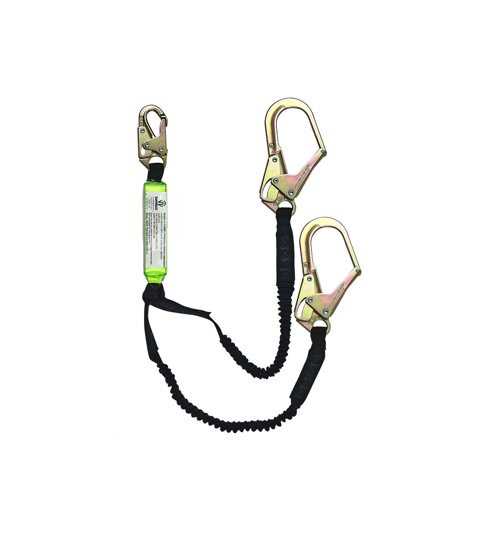 SafeWaze 6’ Dual-Leg Stretch Energy Absorbing Lanyard w/ Rebar Hooks