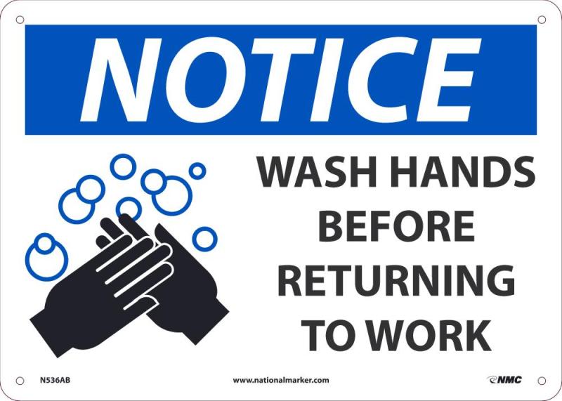 WASH HANDS BEFORE RETURNING TO WORK