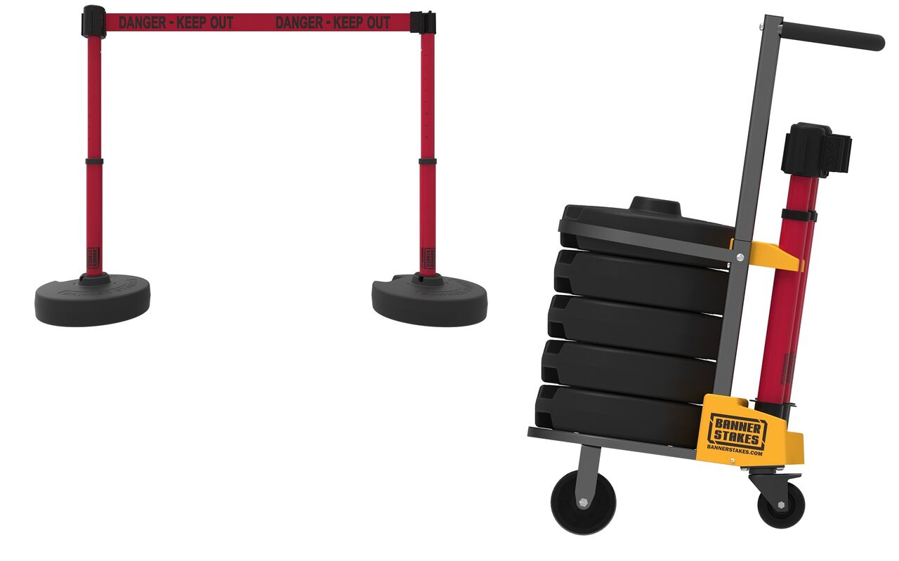 Banner Stakes Plus Cart Package With Red "Danger - Keep Out" Banner