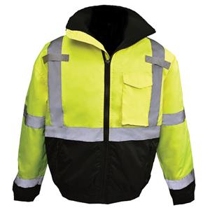 Radians® Class 3 High Visibility Weatherproof Lime Bomber Jacket w/ Quilted Built In Liner