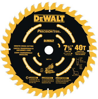 DeWalt 7-1/4" 24 TPI General Purpose Wood Cutting Precision Trim Miter Circular Saw Blade