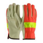 PIP Top Grain Hi-Vis Orange Nylon Back Pigskin Leather Palm Drivers Gloves