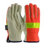 PIP Top Grain Hi-Vis Orange Nylon Back Thinsulate™ Lined Pigskin Leather Palm Drivers Gloves - Open Cuff