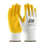 PIP G-Tek® PolyKor® White/Yellow 13G Seamless Knit A2 Crinkle Grip Latex Coated Gloves