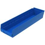 Akro-Mills Shelf Bin, 23 5/8"L x 4"H x 6 5/8"W, Blue