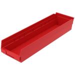 Akro-Mills Shelf Bin, 23 5/8"L x 4"H x 6 5/8"W, Red