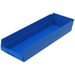 Akro-Mills Shelf Bin, 23 5/8"L x 4"H x 8 3/8"W, Blue
