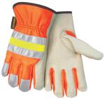 MCR Safety Luminator Orange Grain Cow Palm Driver Glove