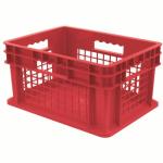 Akro-Mills Straight Wall Container, Mesh Side & Solid Base, 15 3/4"L x 8 1/4"H x 11 3/4"W, Red