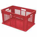 Akro-Mills Straight Wall Container, Mesh Side & Solid Base, 23 3/4"L x 12 1/4"H x 15 3/4"W, Red