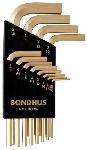 Bondhus 38236, Set 12 GoldGuard Plated Hex L-Wrenches .050 - 5/16 - Short