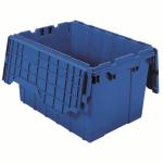 Akro-Mills Attached Lid Container, 12 gal, 21 1/2"L x 12 1/2"H x 15"W, Blue